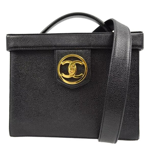 Chanel Black Caviar Skin 2way Vanity Handbag - Picture 1 of 16